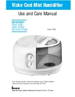 Предварительный просмотр 1 страницы Vicks V3600 Use And Care Manual