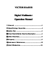 Preview for 1 page of Victor 81A Operation Manual