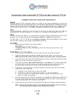 Preview for 1 page of Vidatronic TVT-20 Installation Instruction And Product Specifications