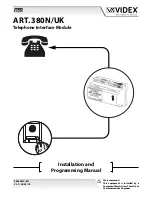 Videx 380N/UK Installation And Programming Manual preview