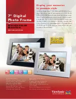 Предварительный просмотр 1 страницы ViewSonic DPX704BK - Digital Photo Frame Specifications