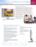 Предварительный просмотр 1 страницы ViewSonic N1800TV - 18" LCD TV Specifications