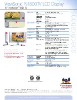 Preview for 2 page of ViewSonic N1800TV - 18" LCD TV Specifications