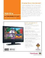 Preview for 1 page of ViewSonic N2652W - 26" LCD TV Specifications