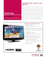 Предварительный просмотр 1 страницы ViewSonic N2690w - 26" LCD TV Specifications