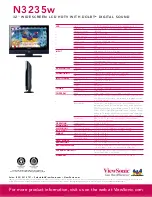 Предварительный просмотр 2 страницы ViewSonic N3235w - 32" LCD TV Specifications