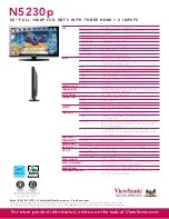 Preview for 2 page of ViewSonic N5230p Specifications