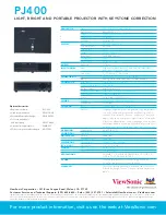 Предварительный просмотр 2 страницы ViewSonic PJ400 Specification Sheet