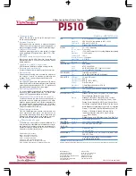 Предварительный просмотр 2 страницы ViewSonic PJ510 - SVGA LCD Projector Specifications