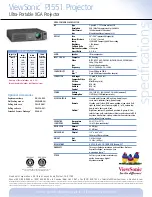 Предварительный просмотр 2 страницы ViewSonic PJ551 - XGA LCD Projector Specifications