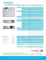 Предварительный просмотр 2 страницы ViewSonic PJ552 Specification Sheet