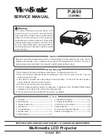 Preview for 2 page of ViewSonic PJ650 Service Manual