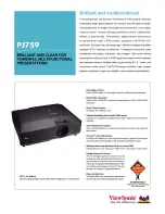 Предварительный просмотр 1 страницы ViewSonic PJ759 - 63 Tft LCD Projector Specification Sheet