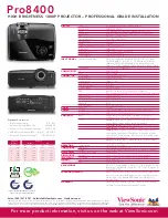 Предварительный просмотр 2 страницы ViewSonic Pro8400 Series VS13647 Specification Sheet