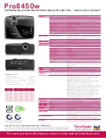 Предварительный просмотр 2 страницы ViewSonic PRO8450W VS13646 Specification Sheet