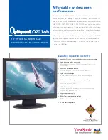 Preview for 1 page of ViewSonic Q201WB - Optiquest - 20" LCD Monitor Specifications