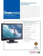 Предварительный просмотр 1 страницы ViewSonic Q2162WB - Optiquest - 21.6" LCD Monitor Specification