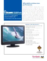 Preview for 1 page of ViewSonic Q2201wb - Optiquest - 21.6" LCD Monitor Specifications