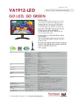 Preview for 2 page of ViewSonic VA1912-LED Specifications