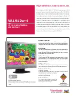 ViewSonic VA1912W-4 Specifications preview