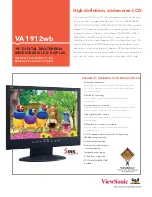 Предварительный просмотр 1 страницы ViewSonic VA1912WB - 19" LCD Monitor Specifications