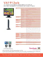 Предварительный просмотр 2 страницы ViewSonic VA1912WB - 19" LCD Monitor Specifications