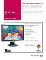 Предварительный просмотр 1 страницы ViewSonic VA1916W - 19" LCD Monitor Specifications