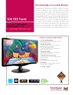 Предварительный просмотр 1 страницы ViewSonic VA1931wm Specifications