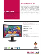 Предварительный просмотр 1 страницы ViewSonic VA2213wm Specifications