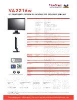 Preview for 2 page of ViewSonic VA2216w Specifications
