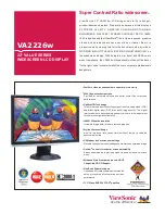 Preview for 1 page of ViewSonic VA2226W - 22" LCD Monitor Specifications