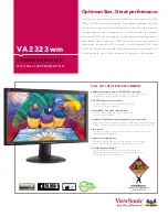 Предварительный просмотр 1 страницы ViewSonic VA2323WM - 23" LCD Monitor Specifications