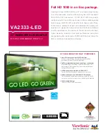 Предварительный просмотр 1 страницы ViewSonic VA2333-LED Specifications