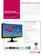 Предварительный просмотр 1 страницы ViewSonic VA2431wm Specifications