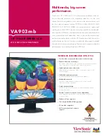 Предварительный просмотр 1 страницы ViewSonic VA903MB - 19" LCD Monitor Specifications