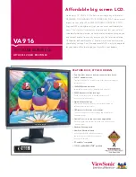 Предварительный просмотр 1 страницы ViewSonic VA916 - 19" LCD Monitor Specification