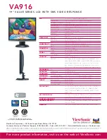 Предварительный просмотр 2 страницы ViewSonic VA916 - 19" LCD Monitor Specification