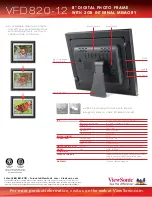 Предварительный просмотр 2 страницы ViewSonic VFD820-12 - Digital Photo Frame Specifications