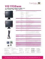 Preview for 2 page of ViewSonic VG1930wm - 19" LCD Monitor Specifications