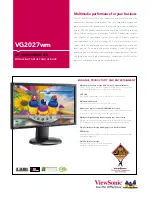Preview for 1 page of ViewSonic VG2027WM - 20" LCD Monitor Specifications