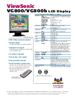 Preview for 2 page of ViewSonic VG800 Specifications