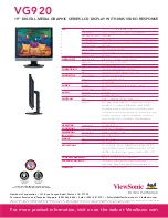Preview for 2 page of ViewSonic VG920 - 19" LCD Monitor Specifications