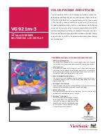 Предварительный просмотр 1 страницы ViewSonic VG921m-3 Brochure & Specs