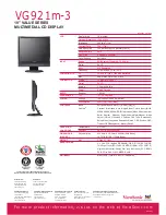 Предварительный просмотр 2 страницы ViewSonic VG921m-3 Brochure & Specs