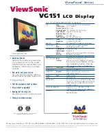 Preview for 2 page of ViewSonic ViewPanel VG151 Specifications