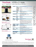 Предварительный просмотр 2 страницы ViewSonic VP2000S Specification Sheet