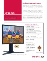 Предварительный просмотр 1 страницы ViewSonic VP2030B - 20.1" LCD Monitor Specifications