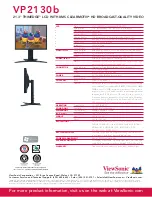 Предварительный просмотр 2 страницы ViewSonic VP2130B - 21.3" LCD Monitor Specification Sheet