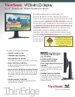 Предварительный просмотр 1 страницы ViewSonic VP231WB - 23" LCD Monitor Specification Sheet