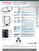 Preview for 2 page of ViewSonic VP231WB - 23" LCD Monitor Specification Sheet